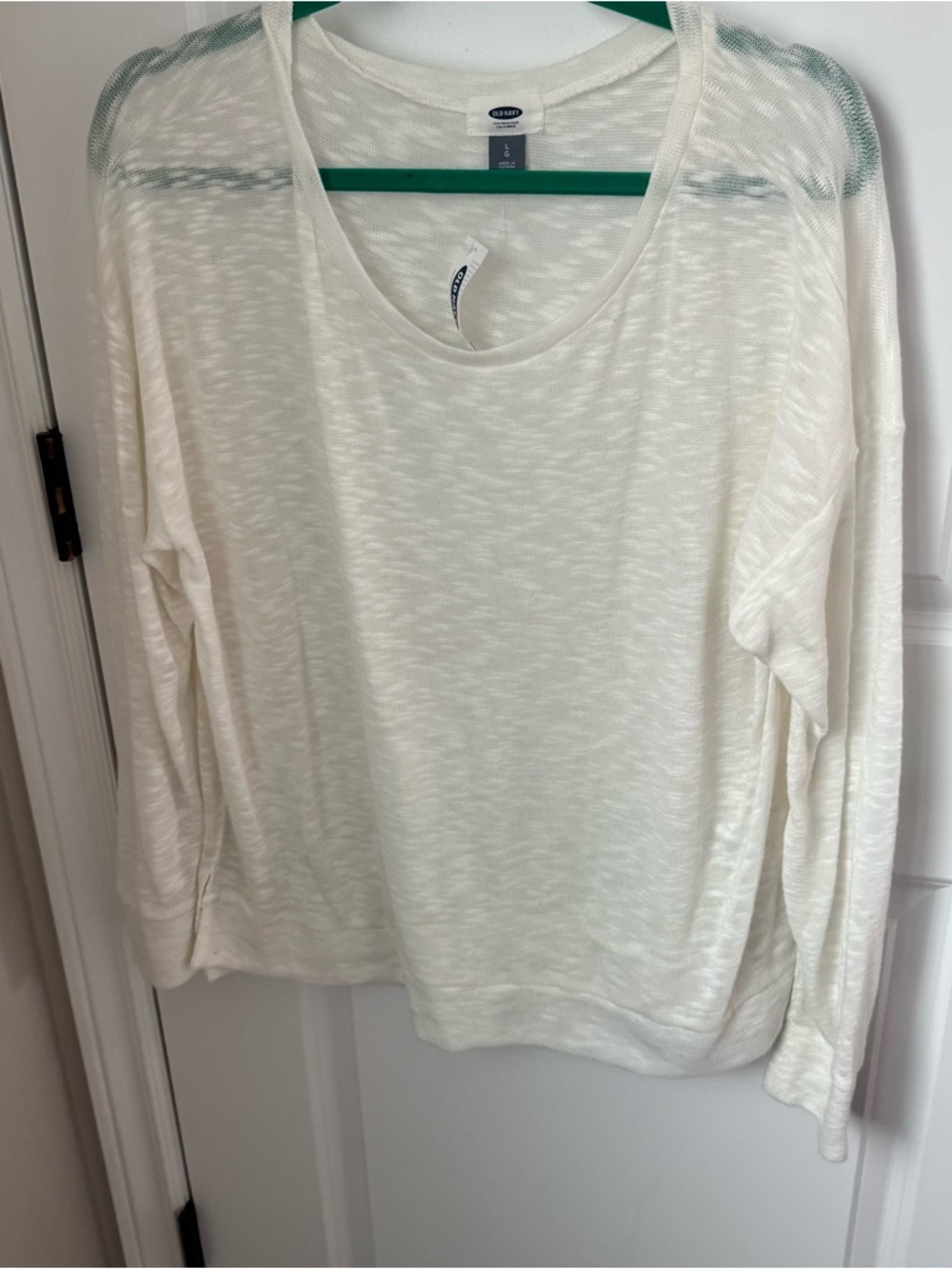 Old Navy Cream Scoop-Neck Lightweight Long-Sleeve Top